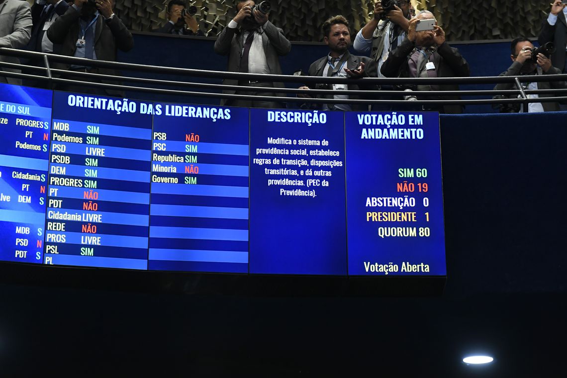 Senado aprova texto-base da reforma da Previdência em segundo turno Senado aprova texto-base da reforma da Previdência em segundo turno
