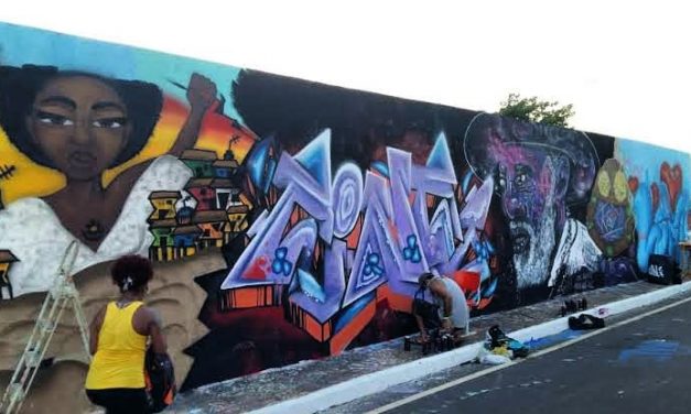 Sesc em Cores: artistas de rua grafitam muro de 75 metros de largura na 1ª edição do evento