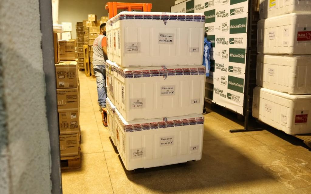 Goiás recebe 20ª remessa com 131.850 doses de vacinas contra Covid-19