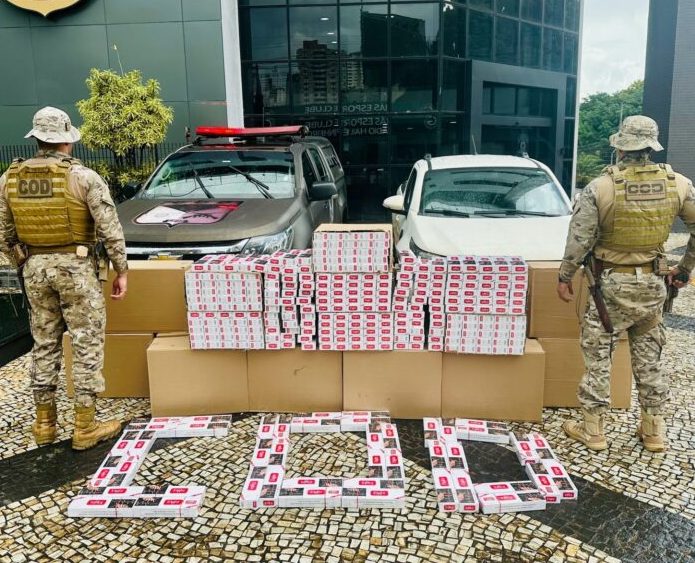 Interceptada carga de cigarros paraguaios na região Sul de Goiás Interceptada carga de cigarros paraguaios na região Sul de Goiás